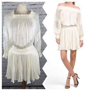Ramy Brook Victorian Bohemian Mini Trent Lace Off-the-Shoulder Dress XS NEW